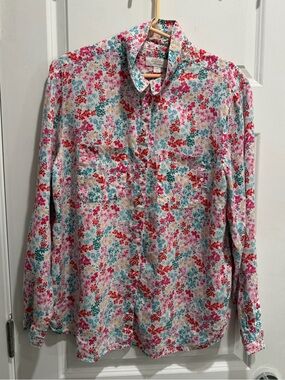 EUC Charter Club Luxury 100% Linen Long Sleeve Floral Shirt- Super nice!! XL
